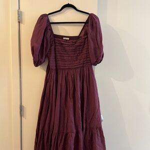 Abercrombie Emerson Floaty Puff Sleeve Midi Dress